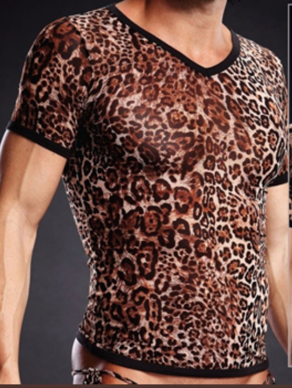 Blue Line Pro-Mesh V Neck Short Sleeved T Shirt Leopard
